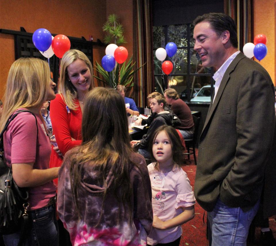 104th District Court judge candidate Jeff Propst watched election returns at Miguel's Mex Tex Cafe in March 2020. He two opponents in the Republican primary.