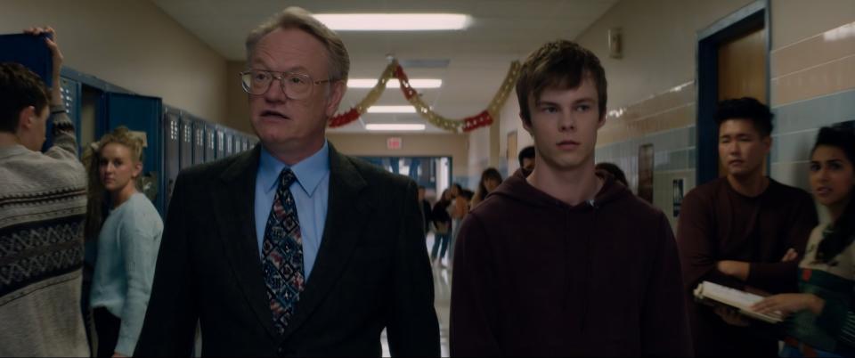 Jared Harris and Nicholas Hamilton in 'Brave the Dark'