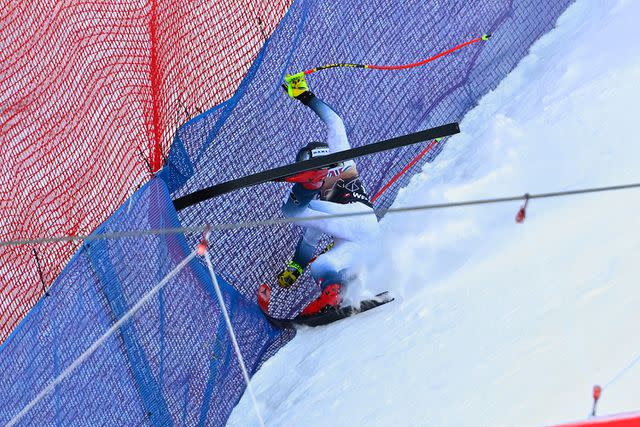 <p>Alain Grosclaude/Agence Zoom/Getty Images</p> Aleksander Aamodt Kilde of Team Norway crashes on Jan. 13, 2024 in Wengen, Switzerland