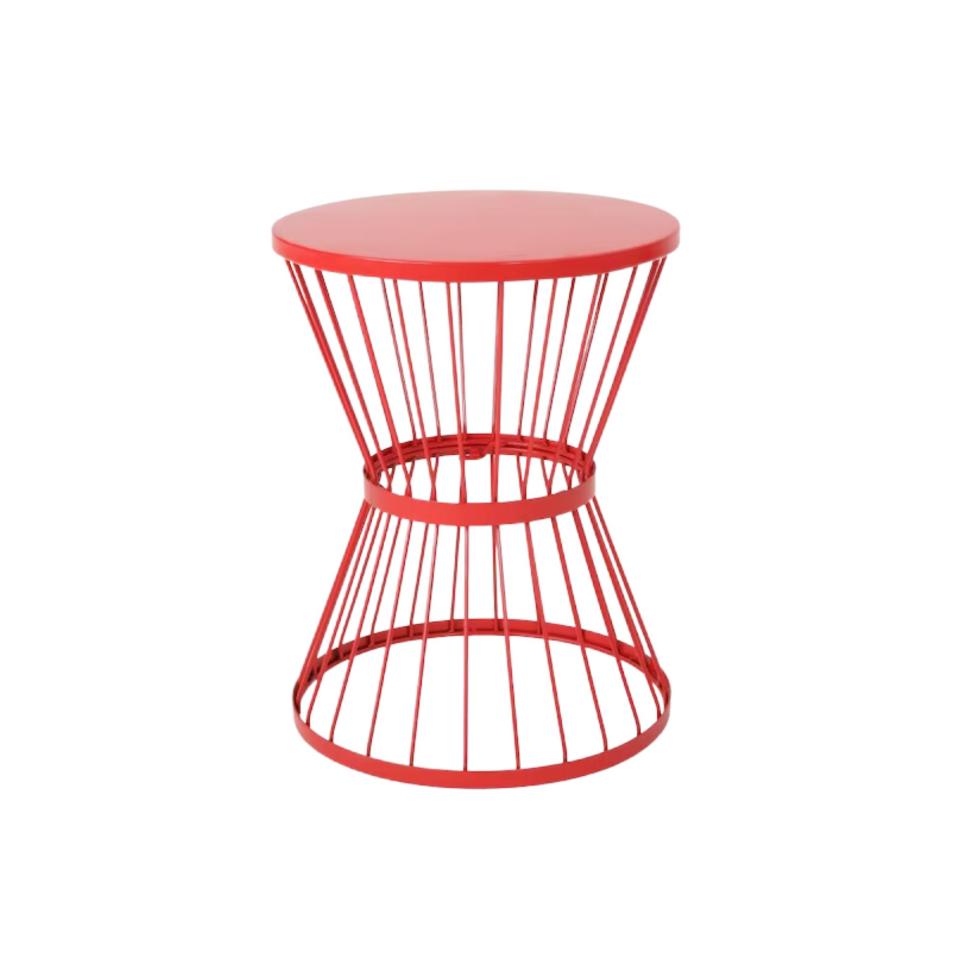 Lassen Round Outdoor End Table in red