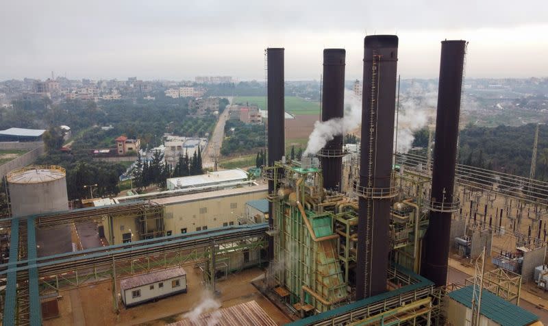 A picture taken with a drone shows Gaza's lone power plant, in the central Gaza Strip