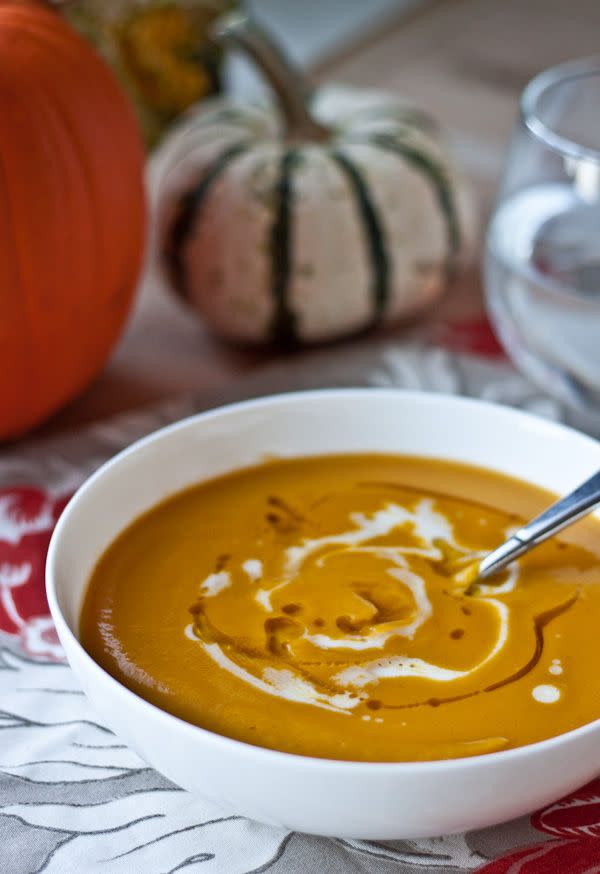 Roasted Acorn Squash and Sweet Potato Soup