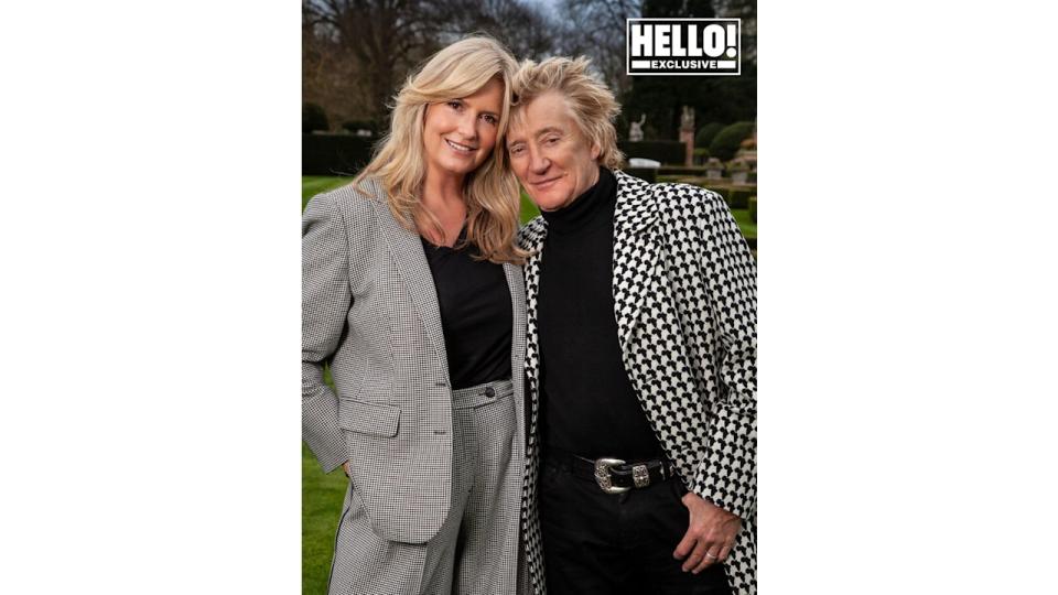 Penny Lancaster and Rod Stewart pose for HELLO! shoot at home