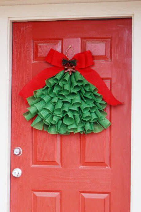 Burlap Christmas Tree Door Decoration