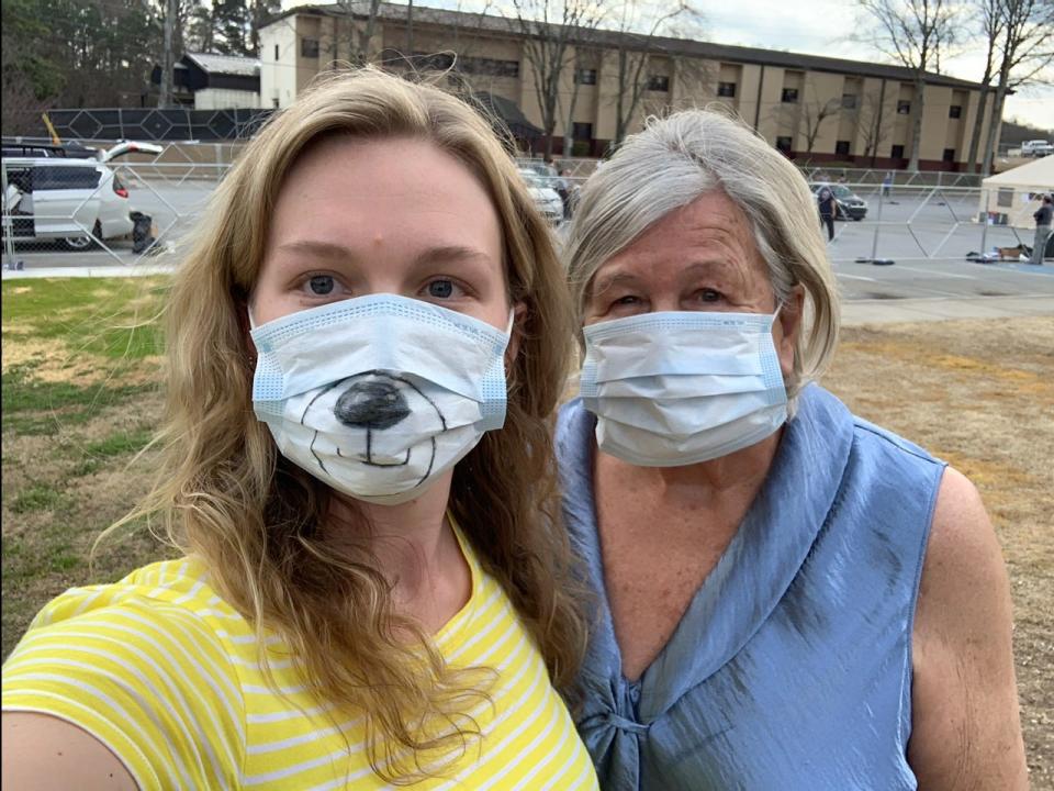 Michelle Saunders of Gurnee, Illinois and her grandmother, Hildegard Baxpehler, 83, of Glenview, Illinois, are under quarantine at Dobbins Air Reserve Base in Georgia after being evacuated from the Grand Princess cruise ship.