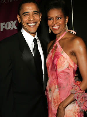 The way they were: Senator Barack Obama and his wife (wearing a floral Pinto design) in Chicago in 2007.