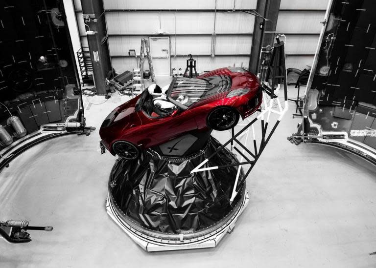 SpaceX launch: Elon Musk shows Tesla car that will be shot on Falcon Heavy rocket and spend billions of years in space