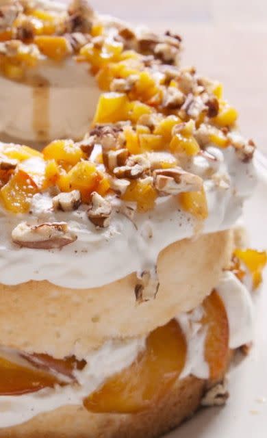 <p>This peaches and cream angel food cake is truly divine 😇.</p><p>Get the recipe from <a href="https://www.delish.com/cooking/recipe-ideas/recipes/a48121/angel-food-shortcake-recipe/" rel="nofollow noopener" target="_blank" data-ylk="slk:Delish;elm:context_link;itc:0;sec:content-canvas" class="link ">Delish</a>. </p>