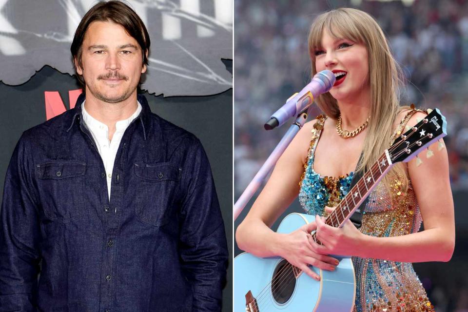 <p>River Callaway/Variety via Getty; Kevin Mazur/Getty </p> Josh Hartnett (left) and Taylor Swift in London (right)