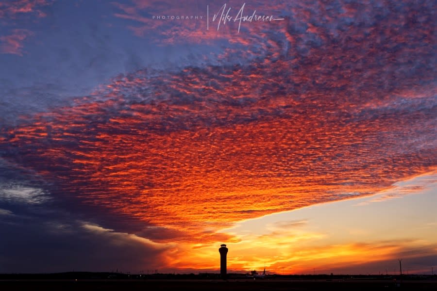 Sunset over Austin-Bergstrom International Airport on Nov. 26, 2023. (Courtesy Nils Andresen)