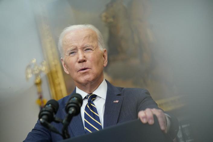 President Joe Biden speaks about trade with Russia, from the Roosevelt Room of the White House in Washington, DC, on March 11, 2022. (Mandel Ngan/AFP via Getty Images)