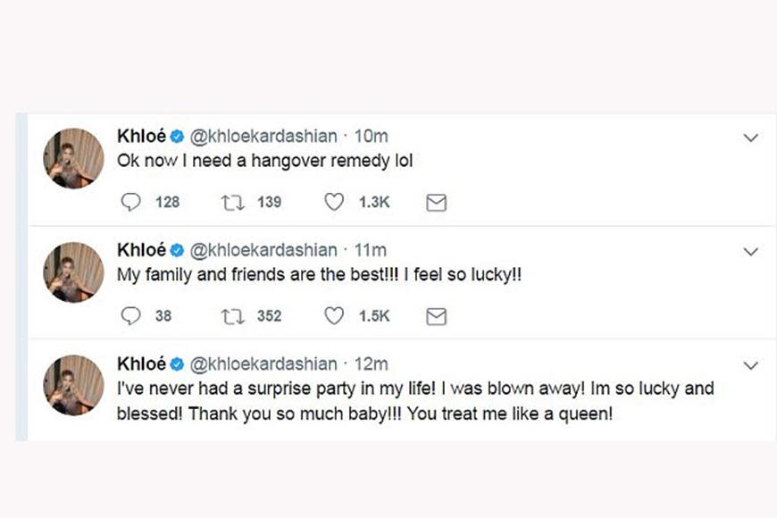 Khloe admitted to being very hungover after her big birthday bash.