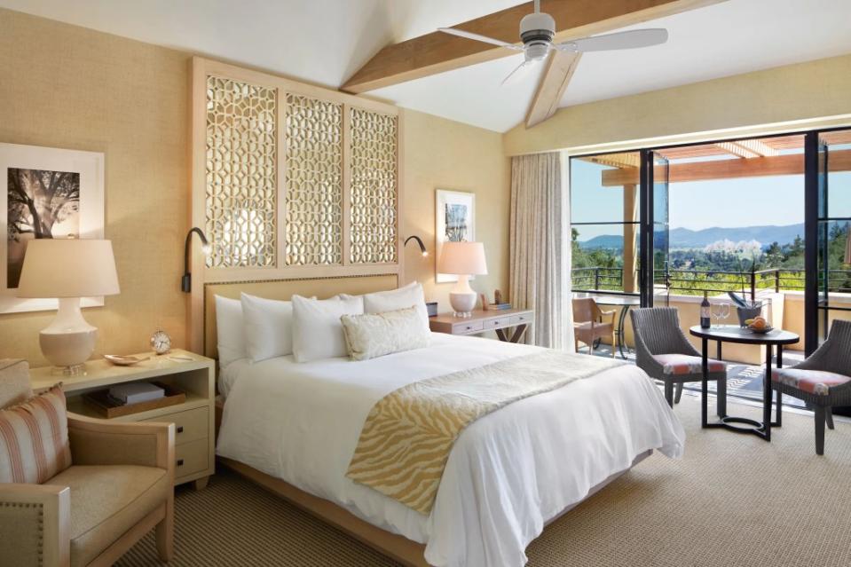Guests at Auberge have beautiful views of the Napa Valley from their rooms and suites. Auberge du Soleil, Napa
