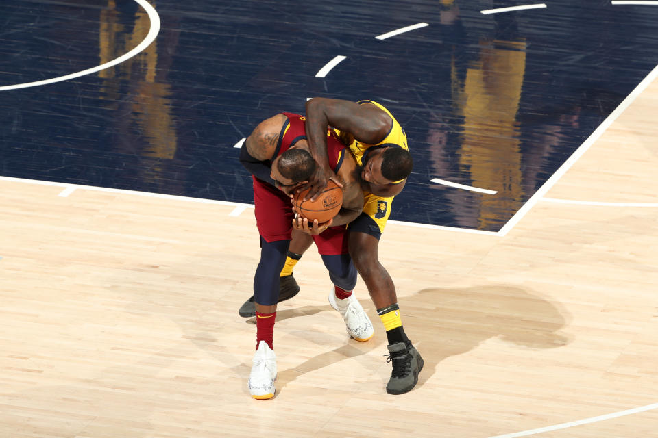 LeBron James and Lance Stephenson went at it again in Game 4. (Photo by Nathaniel S. Butler/NBAE via Getty Images)