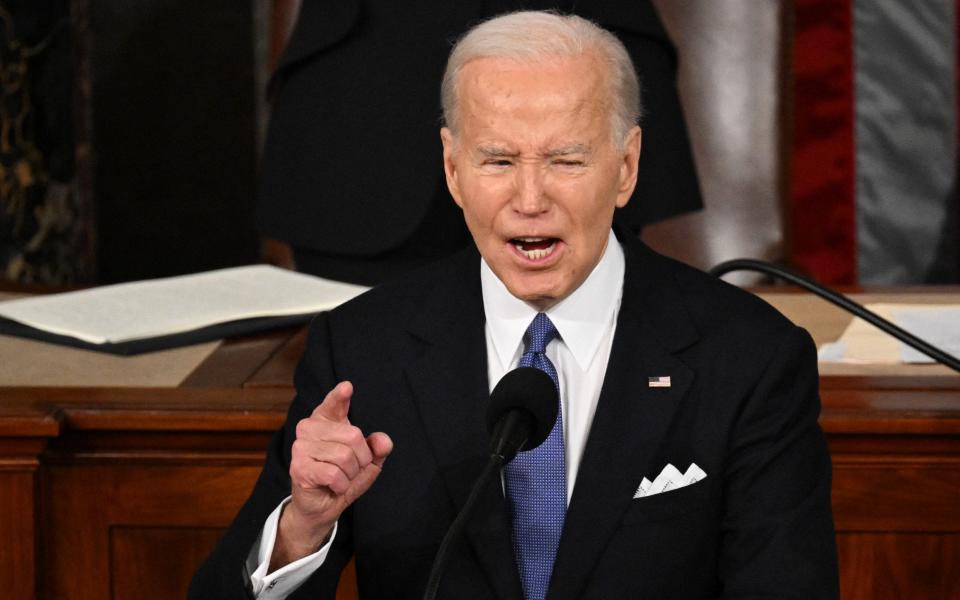 US President Joe Biden delivers the State of the Union address in the House Chamber of the US Capitol