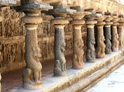 Vaikuntha Perumal Temple, Kanchipuram was constructed shortly after the Kailasanathar temple was built. It was built by the Pallava king Nandivarman and was completed in the 7th century AD. There are three different levels of the main shrine. The sculptures of Lord Vishnu in the main shrine are quite massive in size and depict the Lord in sitting, standing and reclining postures. It is one of the 108 Divya Desams dedicated to Lord Vishnu.