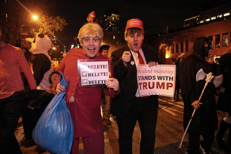 Trump wigs and Hillary masks: Political satire was on parade at Halloween in NYC