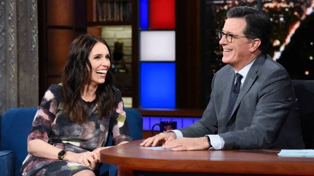 New Zealand Prime Minster spoke on The Late Show with Stephen Colbert about her awkward encounter with Donald Trump. Photo: Getty Images