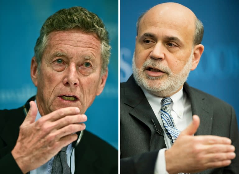 This year the jury may choose to honour someone who has combined a research career with the reality of the financial crisis: Olivier Blanchard (L), who stepped down as chief economist of the IMF, or Ben Bernanke (R), former chairman of the US Fed