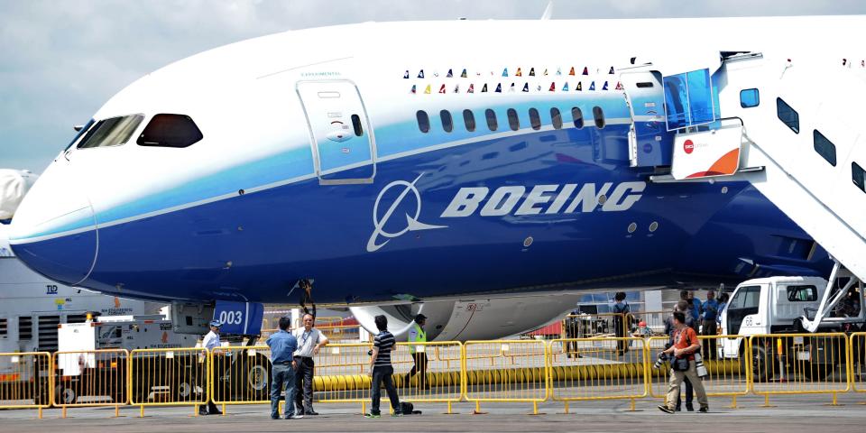 Asia-aerospace-Singapore-aviation,ADVANCER by Martin Abbugao A Boeing 787 dreamliner is seen on the tarmac at the Singapore Airshow in Singapore on February 12, 2012