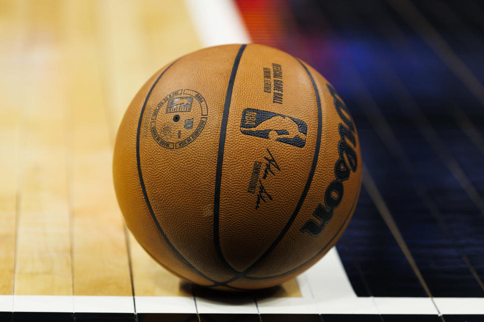 LOS ANGELES, CA - NOVEMBER 06: Detail view of an NBA ball during a NBA game between the Utah Jazz and the Los Angeles Clippers on November 6, 2022 at Crypto.com Arena in Los Angeles, CA. (Photo by Ric Tapia/Icon Sportswire via Getty Images)