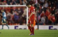 Football - Liverpool v FC Sion - UEFA Europa League Group Stage - Group B - Anfield, Liverpool, England - 1/10/15 Liverpool's Adam Lallana looks dejected after the game Action Images via Reuters / John Sibley Livepic