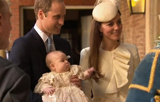 Britain's baby Prince George was christened in a private ceremony, with his proud parents Prince William and Catherine giving the world a rare glimpse of the three-month-old boy, who is the third in line to the throne. (Reuters Photo)