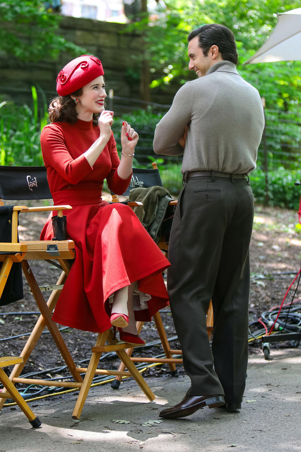 <p>The pair shared a laugh between takes on June 10. </p>