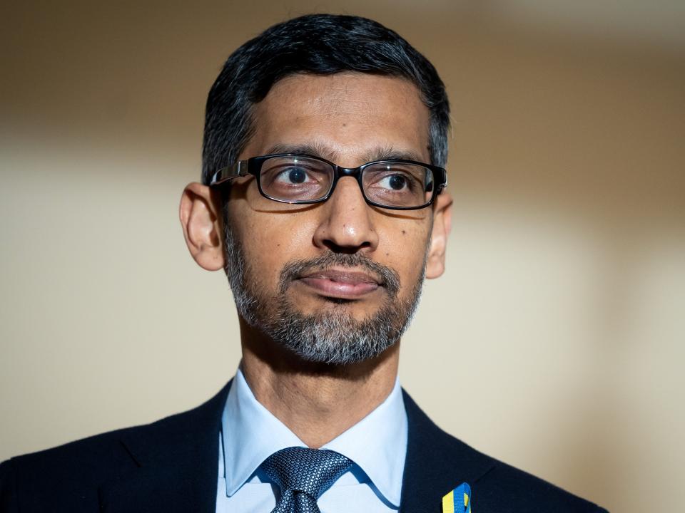 CEO of Alphabet and Google Sundar Pichai in Warsaw, Poland on March 29, 2022.