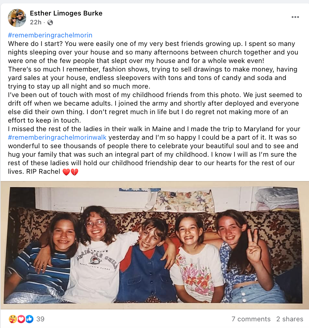 Esther Limoges Burke calls Morin one of her ‘best friends growing up’ (Esther Limoges Burke / Facebook)