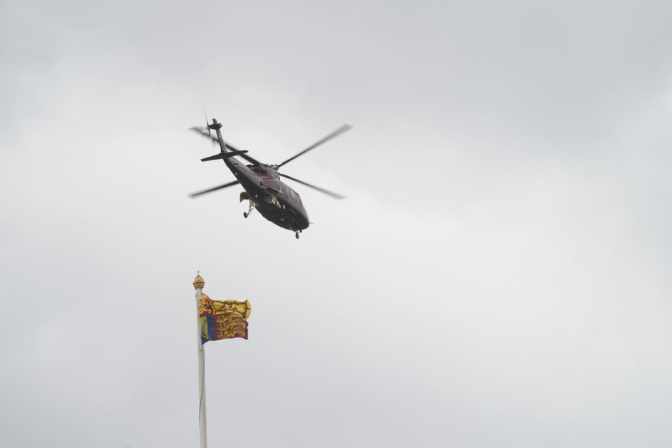 A helicopter took the King and Queen to Sandringham (PA)