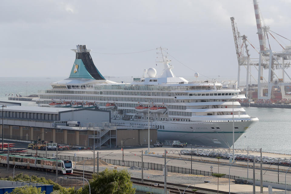 The cruise ship Artania is seen docked in Fremantle harbour in Fremantle on Friday, March 27, 2020. Source: AAP