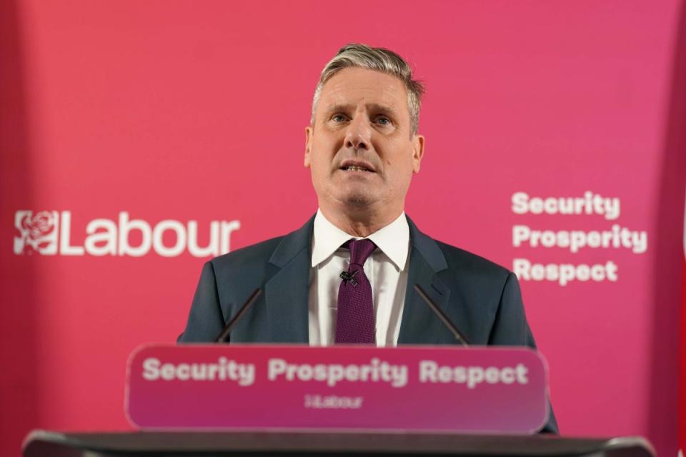 Labour leader Keir Starmer during a press conference at the headquarters of the Labour Party in Victoria, central London (Kirsty O’Connor/PA) (PA Wire)