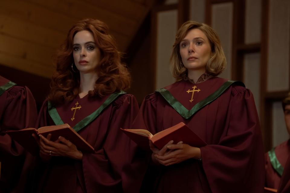 <div class="inline-image__caption"><p>Krysten Ritter and Elizabeth Olsen in 'Love and Death'</p></div> <div class="inline-image__credit">Jake Giles Netter/HBO </div>