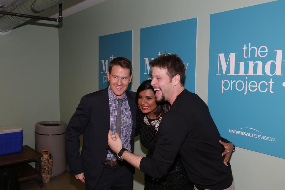 THE MINDY PROJECT -- FYC @ UCB Theater -- Pictured: (l-r) David Stassen, Mindy Kaling, Ike Barinholtz -- (Photo by: Chris Haston/NBC/NBCU Photo Bank via Getty Images)