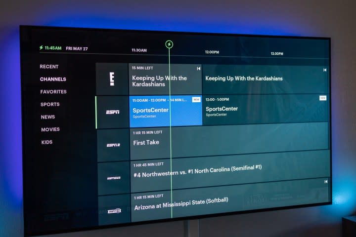 The Hulu Live TV guide.