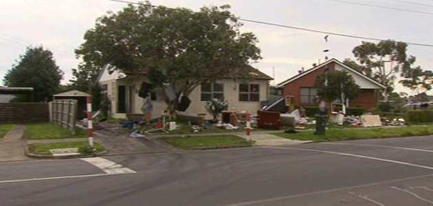 A Laverton house trashed after tenants evicted following a row with landlord, it is understood. Photo: 7News