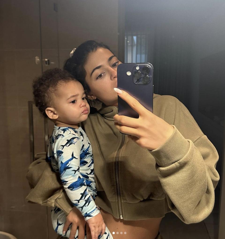 Kylie Jenner and her son Aire Webster.