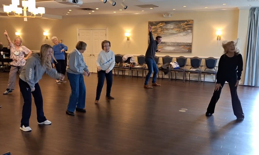 <em>Beth Bagley (right) leads a rehearsal of “Ice Cream and Cake” (Courtesy of Atlantic Shores and O’Brien et al. Advertising)</em>