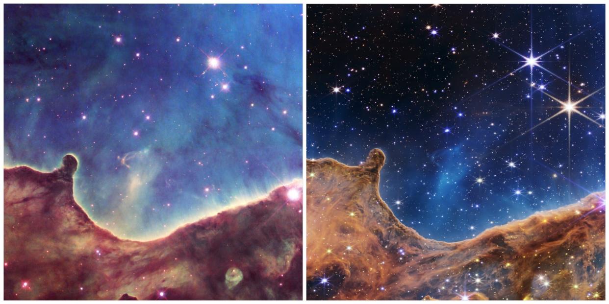 star forming clouds side by side images