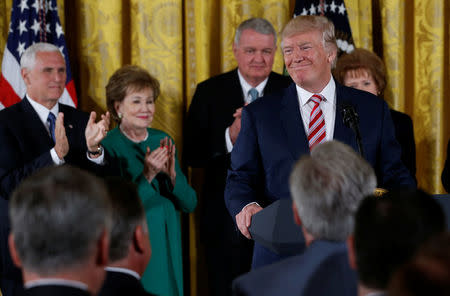 U.S. President Donald Trump announces his initiative on air traffic control in the United States from the East Room of the White House in Washington, U.S. June 5, 2017. REUTERS/Jonathan Ernst