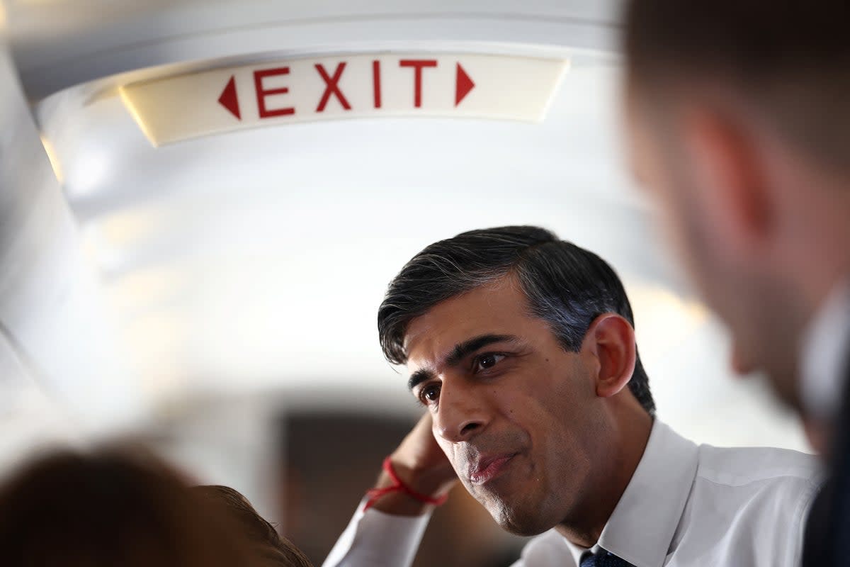 Heading for the exit: Rishi Sunak’s hopes of gaining in the polls have been damaged by yet another scandal (Reuters)