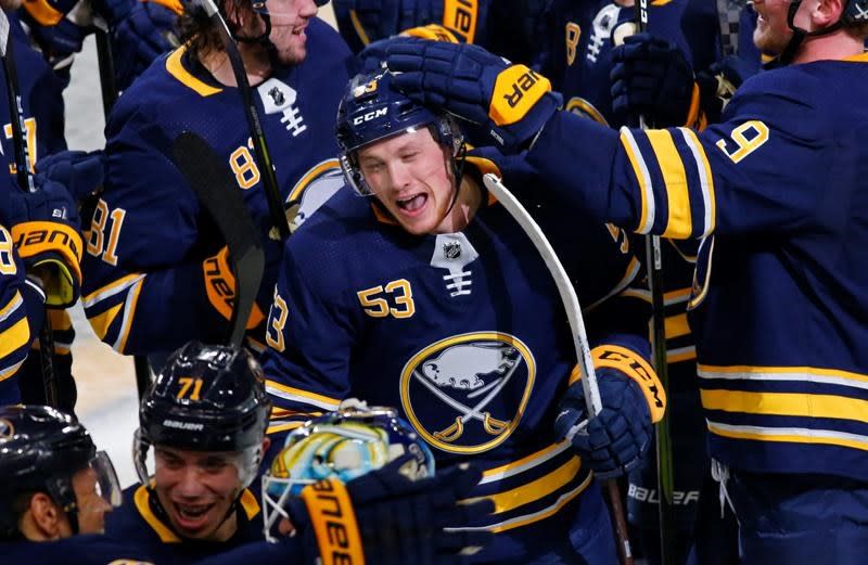Red-hot Jeff Skinner is enjoying life with the surging Buffalo Sabres so far. (AP)