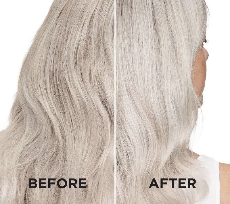 Model's hair before and after the shampoo