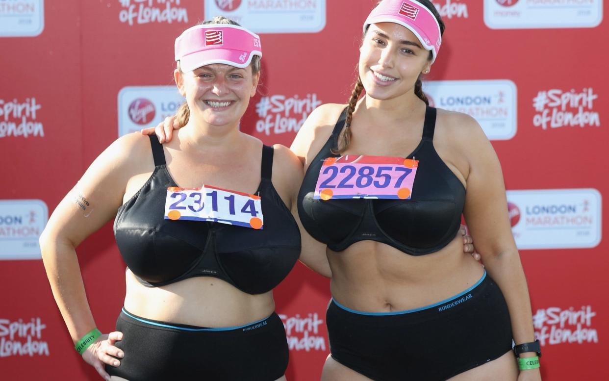Bryony Gordon and Jada Sezer pose for a photo ahead of participating in The Virgin London Marathon - Getty Images Europe