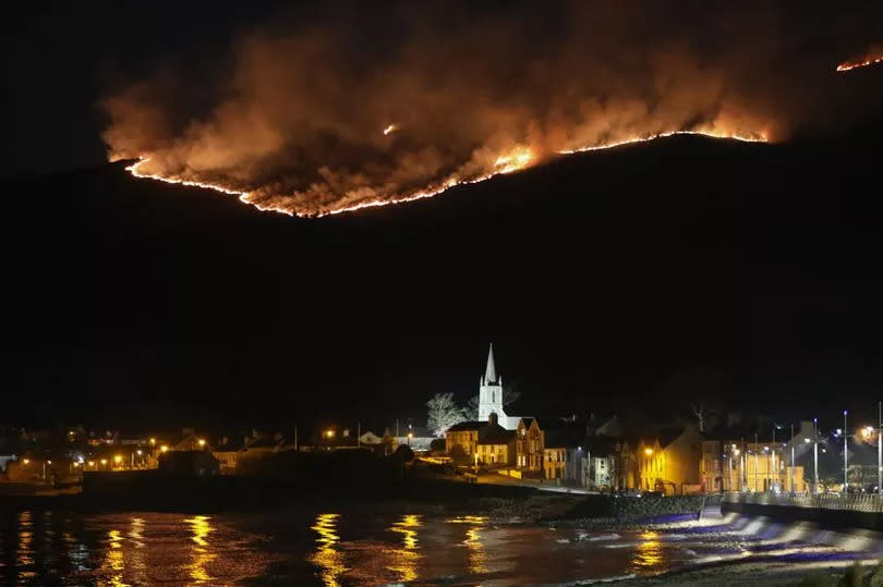 The 2021 gorse fire spreads across the Mournes above Newcastle