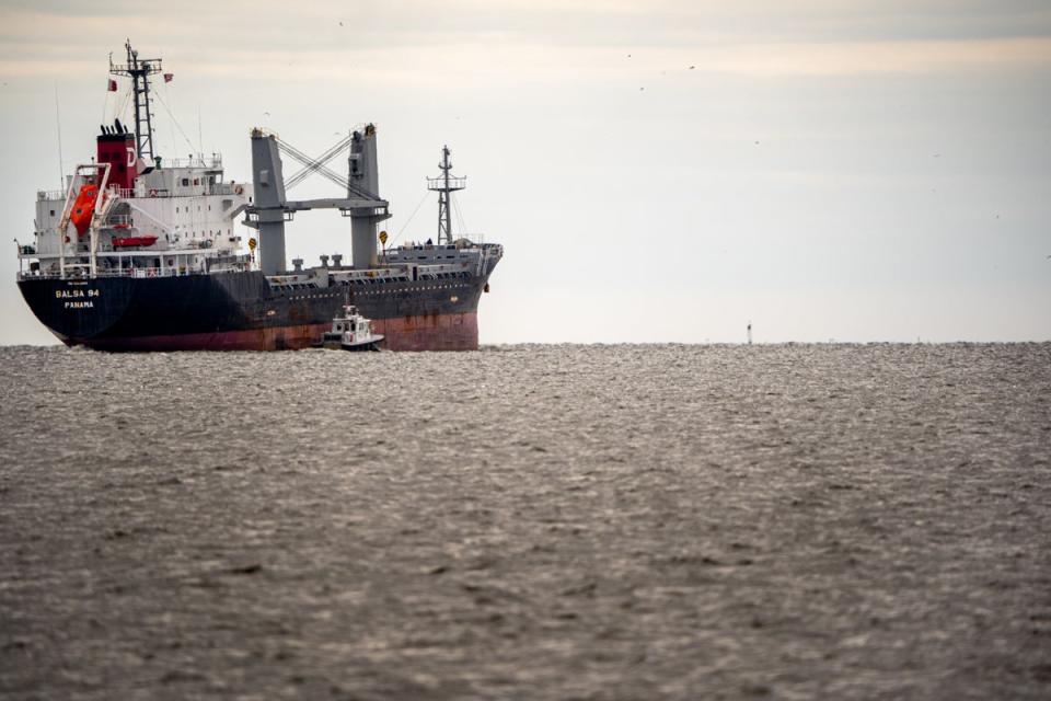 The Balsa 94 sails off toward Canada on Thursday after a month stuck at Baltimore’s port (Getty)