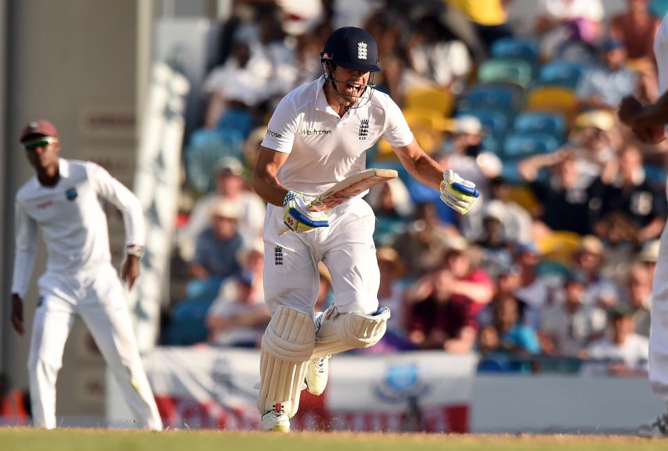 <p>Nearly two years after his 25th century against New Zealand, Cook notched his 26th against the West Indies in Bridgetown and the usually subdued Cook’s emotions were clear for all to see. (Getty Images) </p>