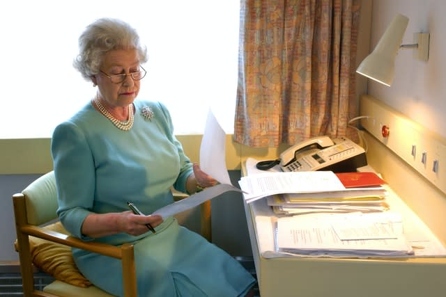 The Queen at work aboard the Royal Train 