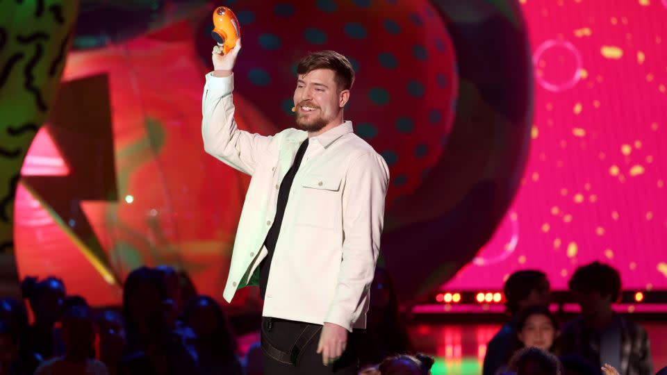 MrBeast accepts the Favorite Male Creator award at the 2023 Nickelodeon Kids' Choice Awards at Microsoft Theater on March 04, 2023, in Los Angeles. - Monica Schipper/Getty Images